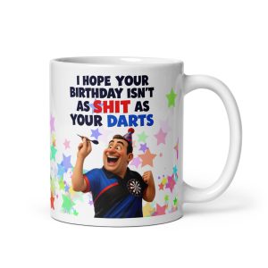 Funny Darts Birthday Mug – Shit At Darts Mugs