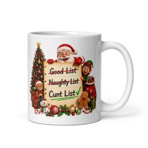 On Santa’s Cunt List Funny Rude Mug Secret Santa Gift