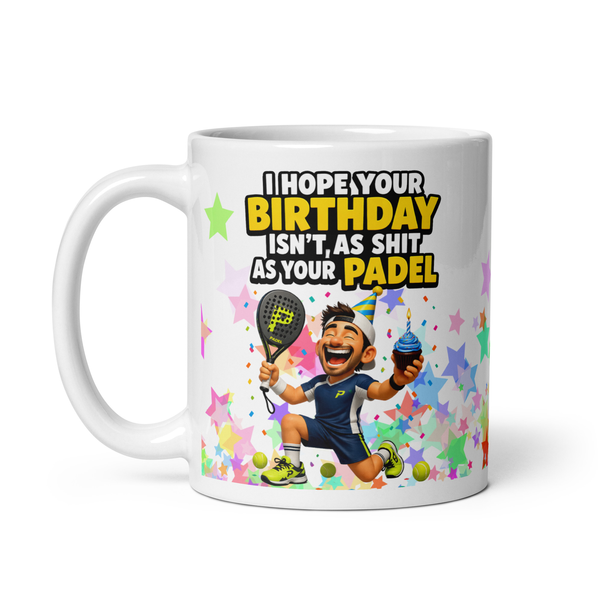 Funny Padel Birthday Mug – Shit At Padel Mugs