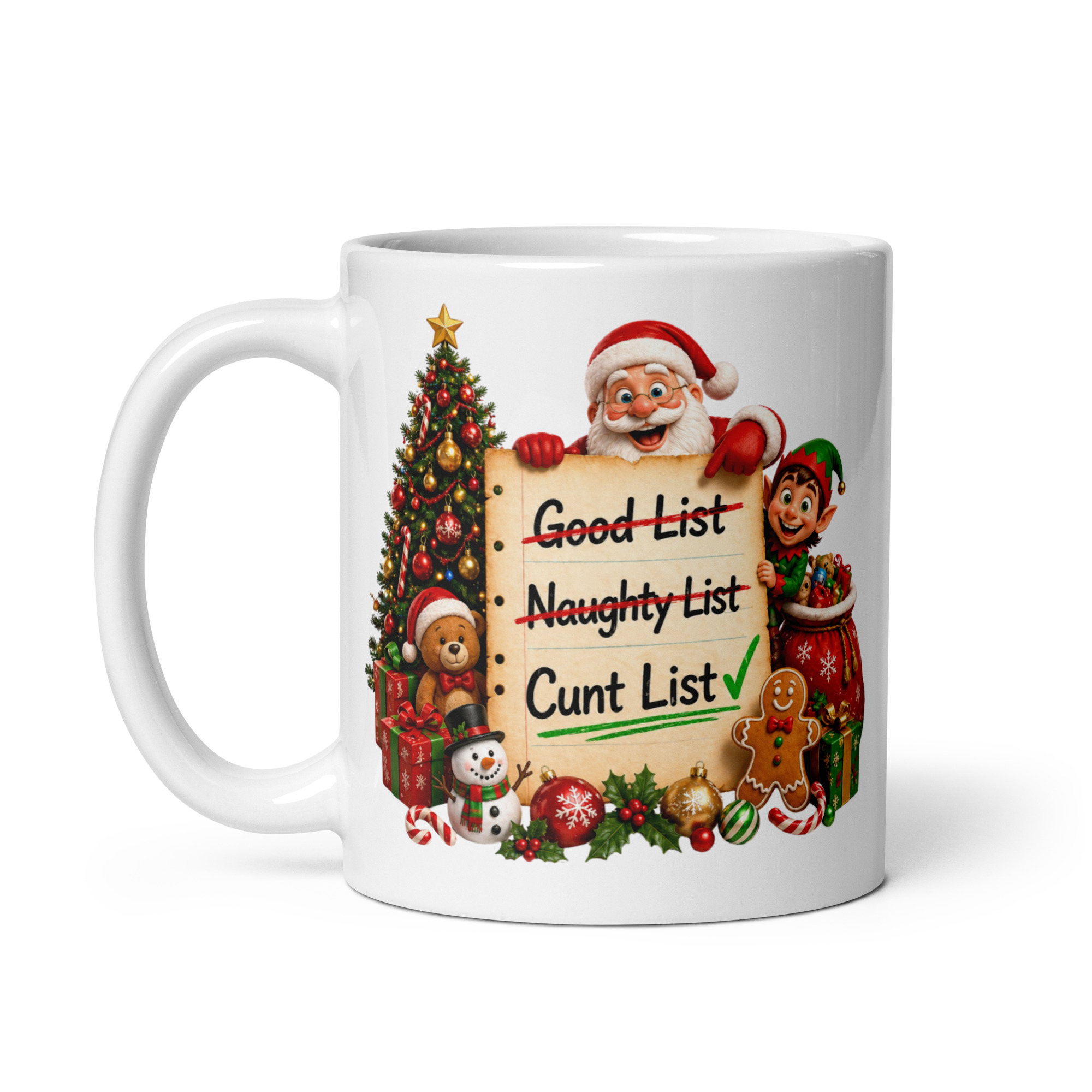 On Santa’s Cunt List Funny Rude Mug Secret Santa Gift