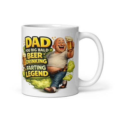 Dad Bald Beer Farting Legend Funny Fathers Day Mug