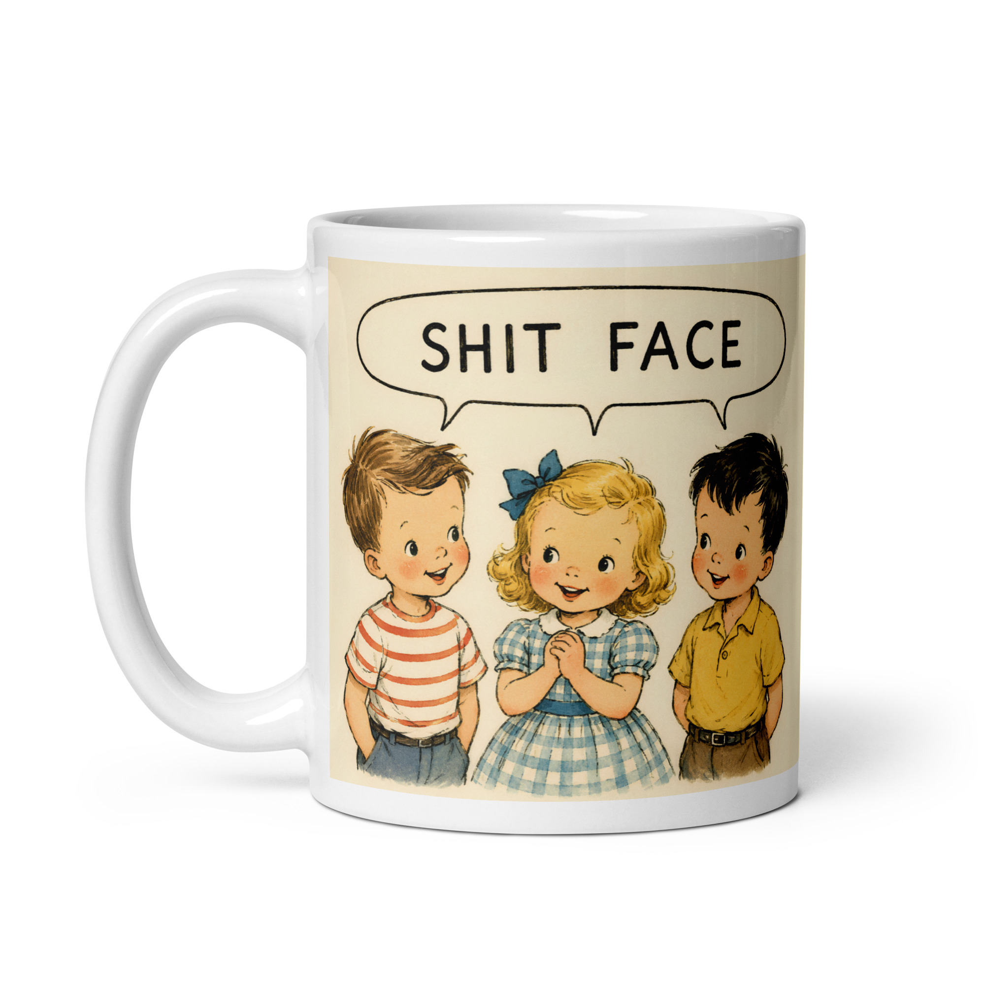Funny Retro Rude Mug Illustration Shit Face Mugs