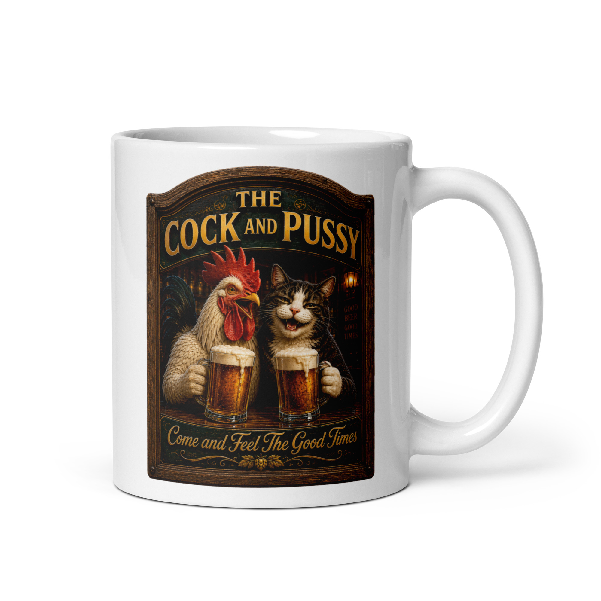 The Cock and Pussy Pub Sign Mug