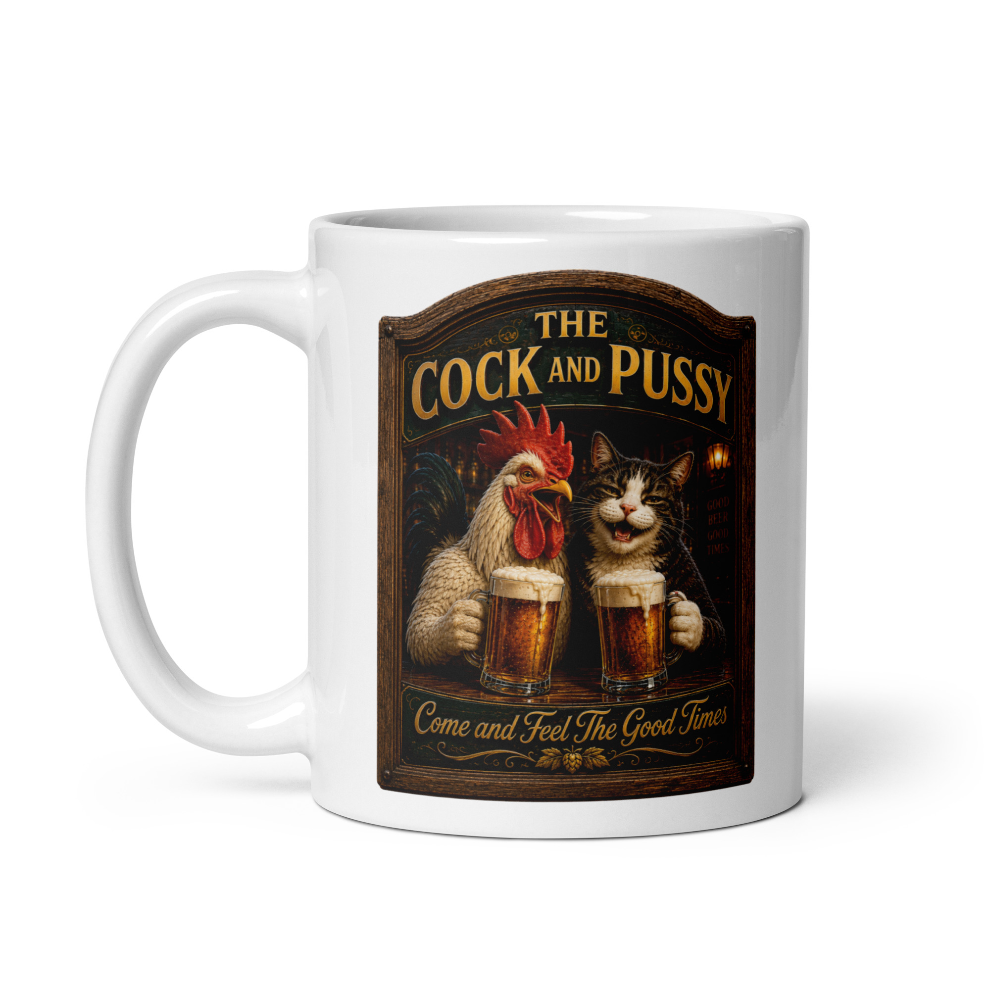 The Cock and Pussy Pub Sign Mug
