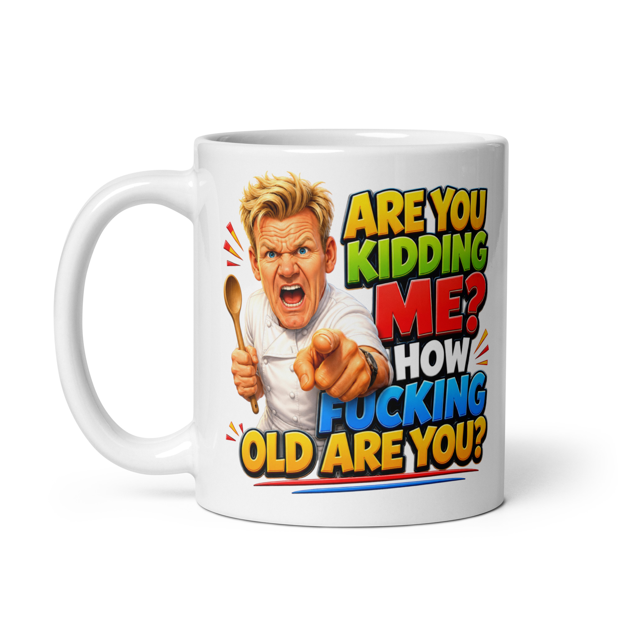 Angry Chef Birthday Gift Mug How Fucking Old