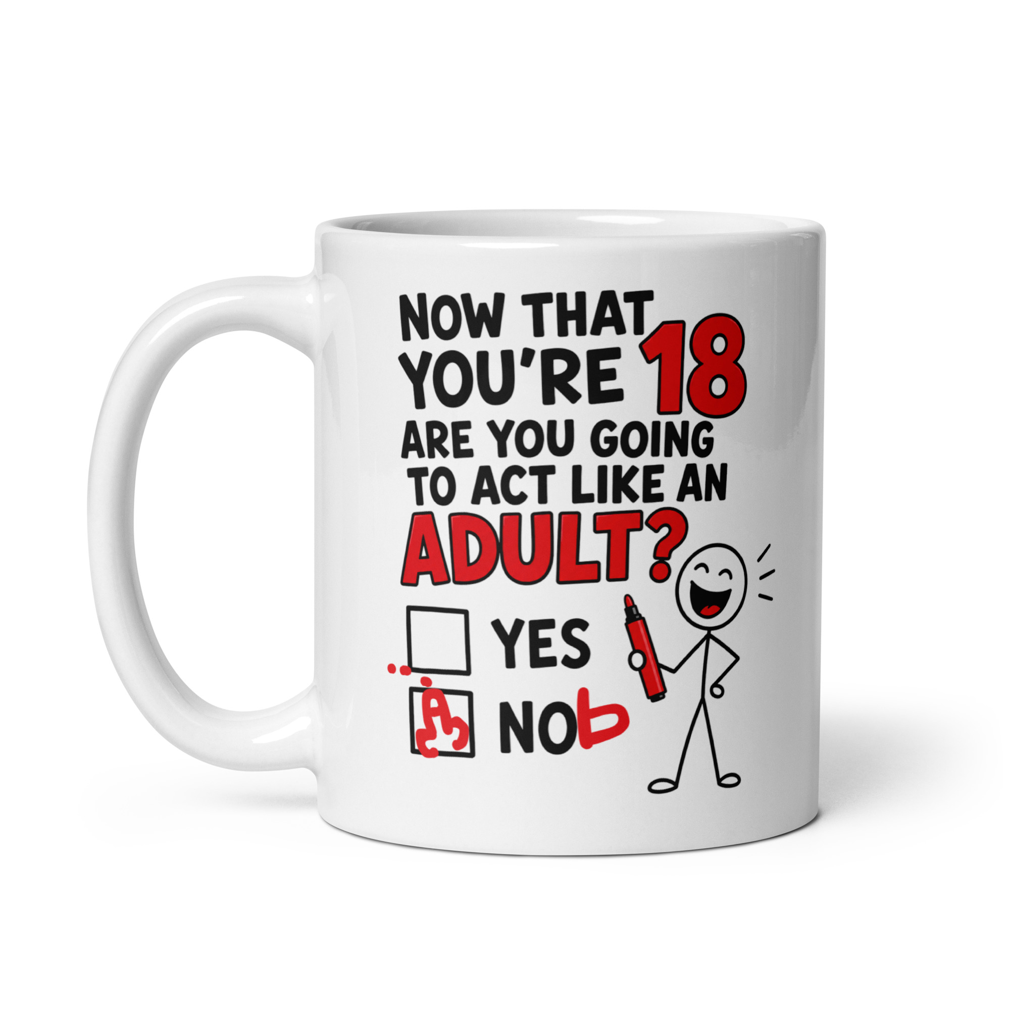 Funny 18th Birthday Mug Yes Nob Cheeky Gift Mugs