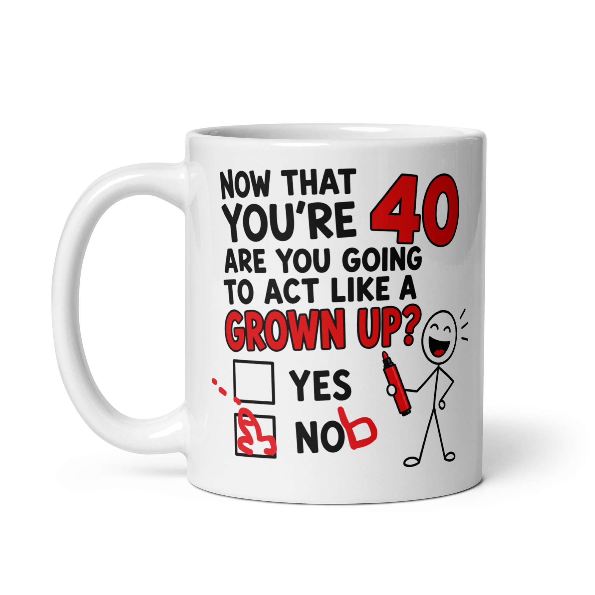 Funny 40th Birthday Mug Yes Nob Cheeky Gift Mugs - Image 2