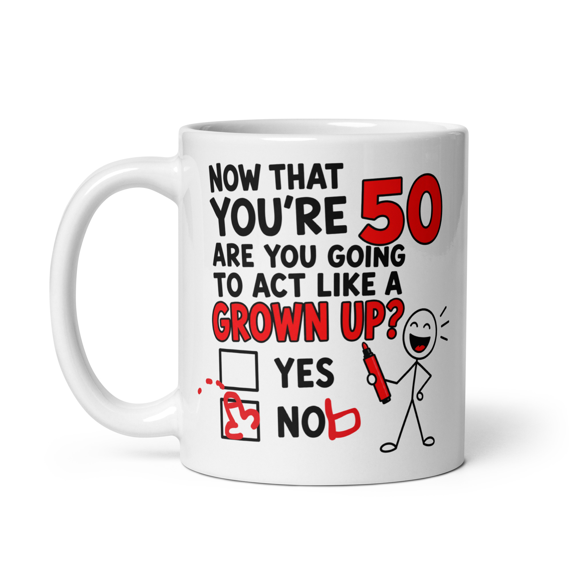 Funny 50th Birthday Mug Yes Nob Cheeky Gift Mugs