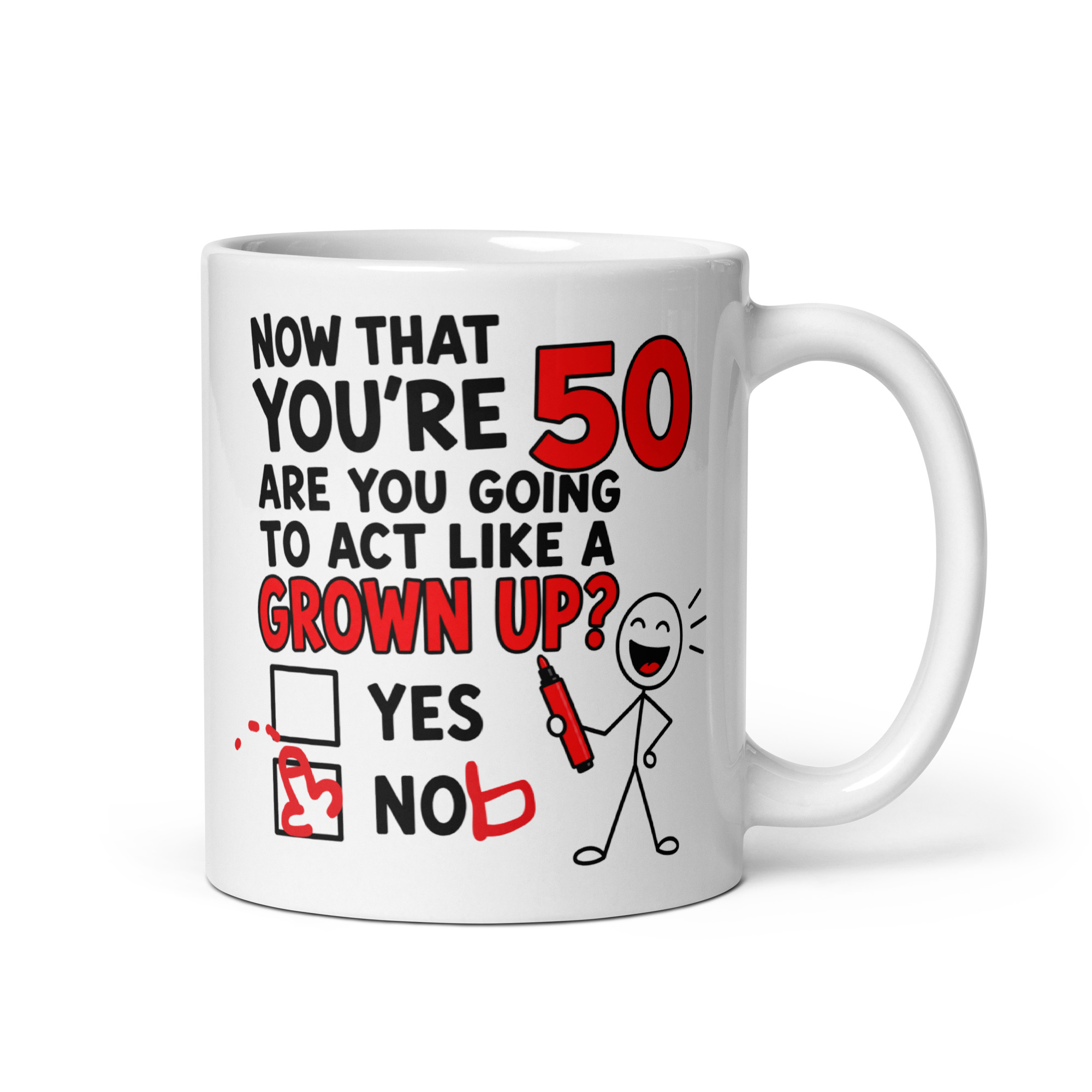 Funny 50th Birthday Mug Yes Nob Cheeky Gift Mugs